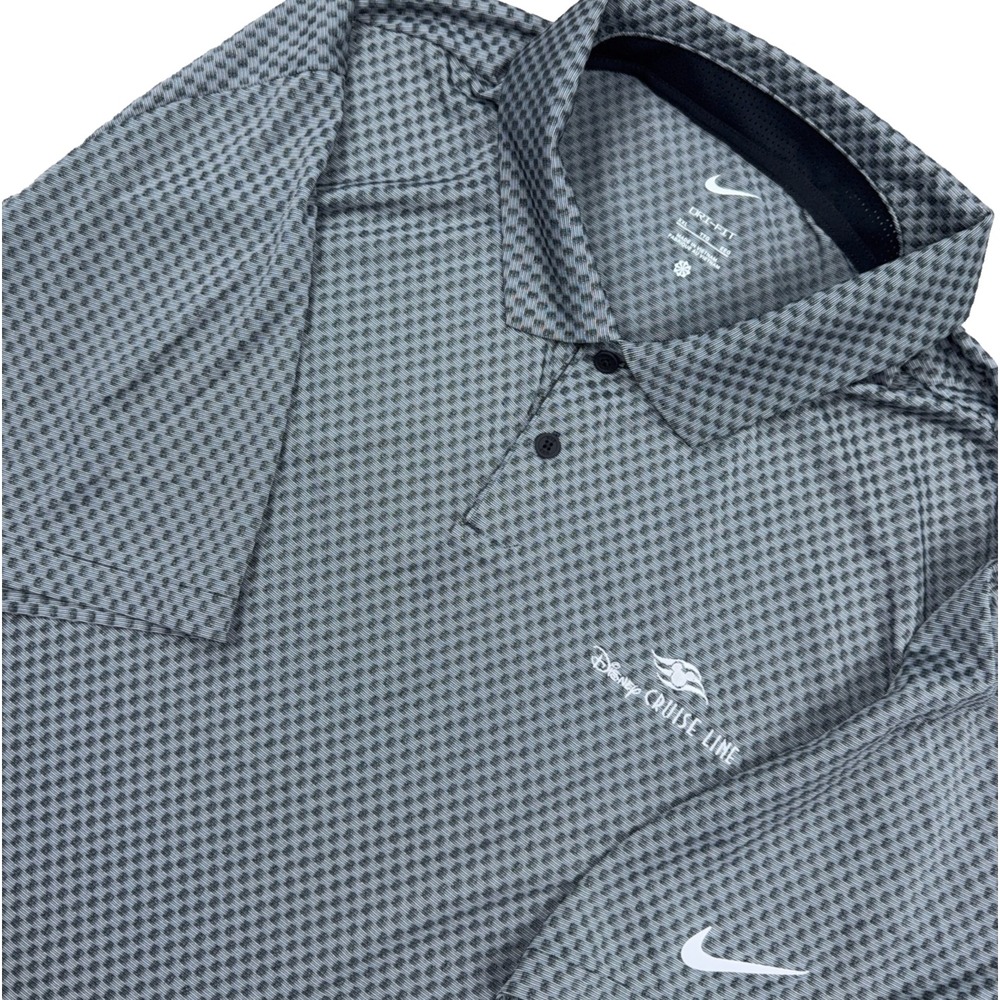 Nike Disney Cruise Line Polo Shirt Men XXl 2XL Gray Dri Fit Geometric Wicking